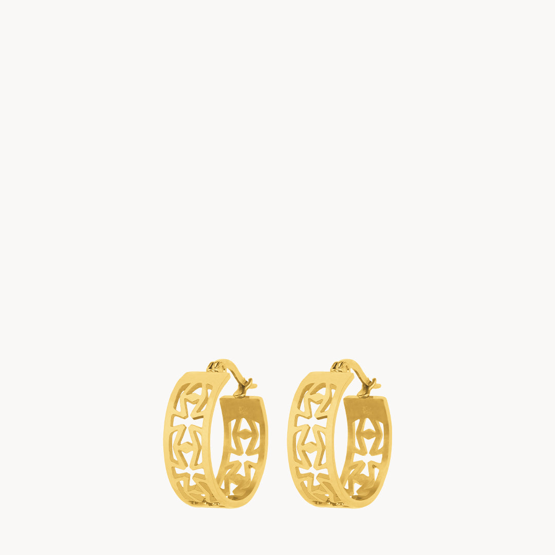 Kavallieri Hollow Maltese Cross Hoop Earrings, Gold