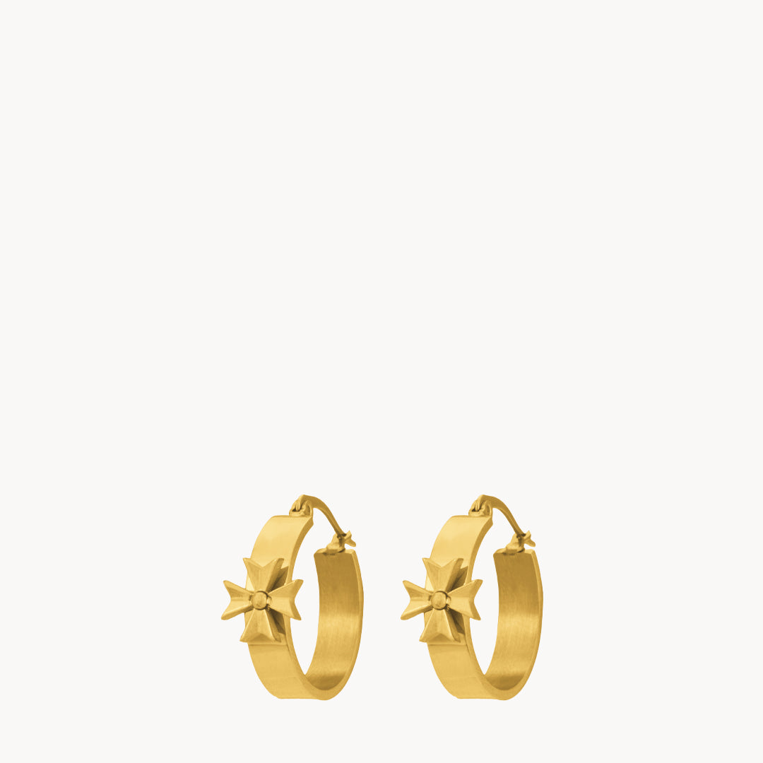 Kavallieri Honour Maltese Cross Hoop Earrings, Gold