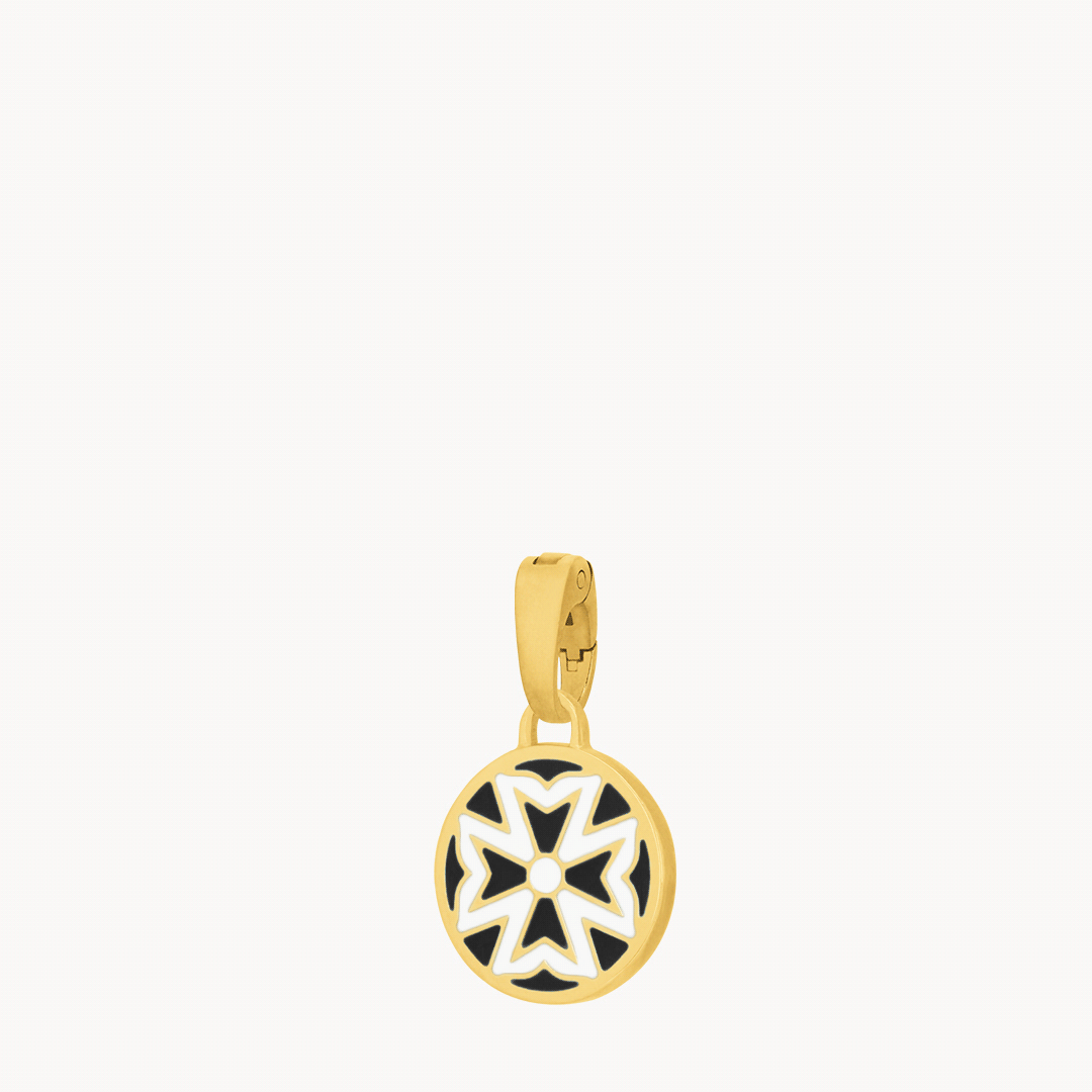 Kavallieri Bravery Black/Blue Reversible Maltese cross Maduma Pendant, Gold