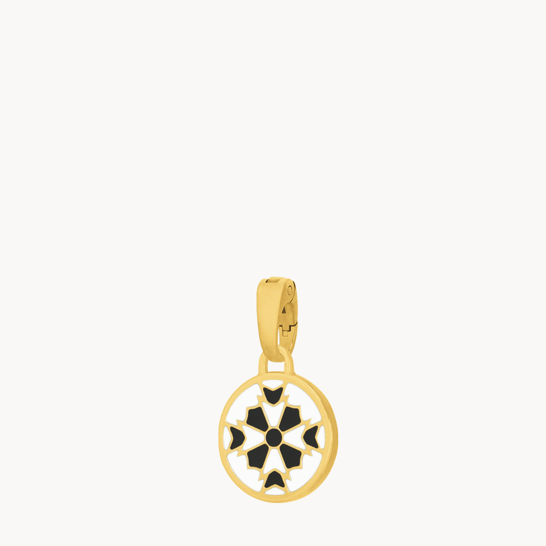 Kavallieri Courage Black/Red Reversible Maltese Cross Maduma Pendant, Gold
