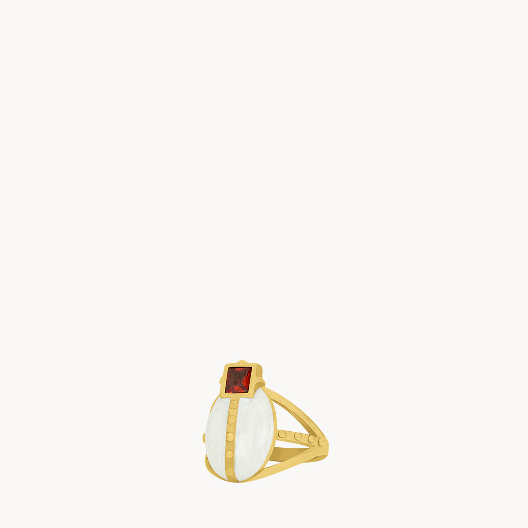 Protection White Lovebug Ring