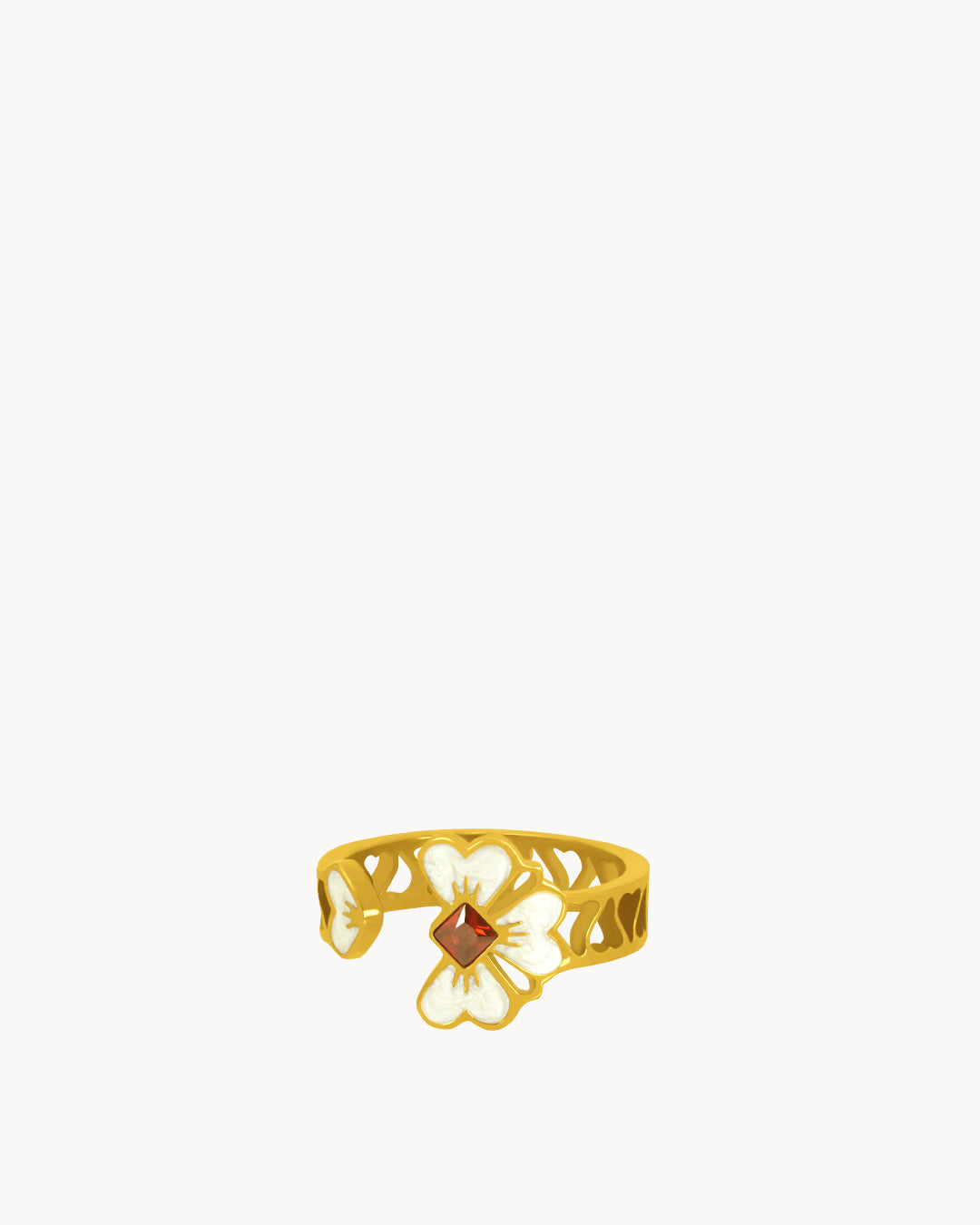 Lucky Love White Flower Ring