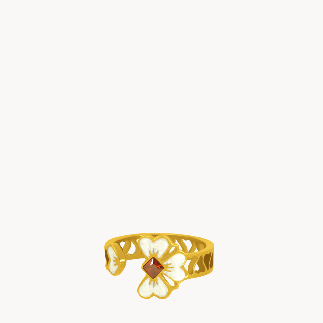 Lucky Love White Flower Ring