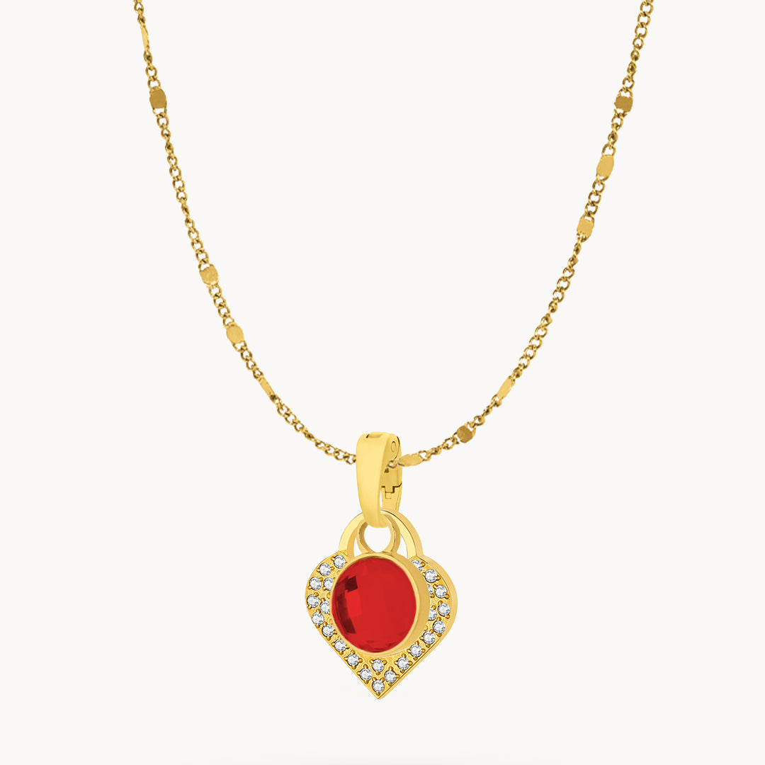 January Birthstone Passion Starlight Heart Dainty Halo Necklace Set
