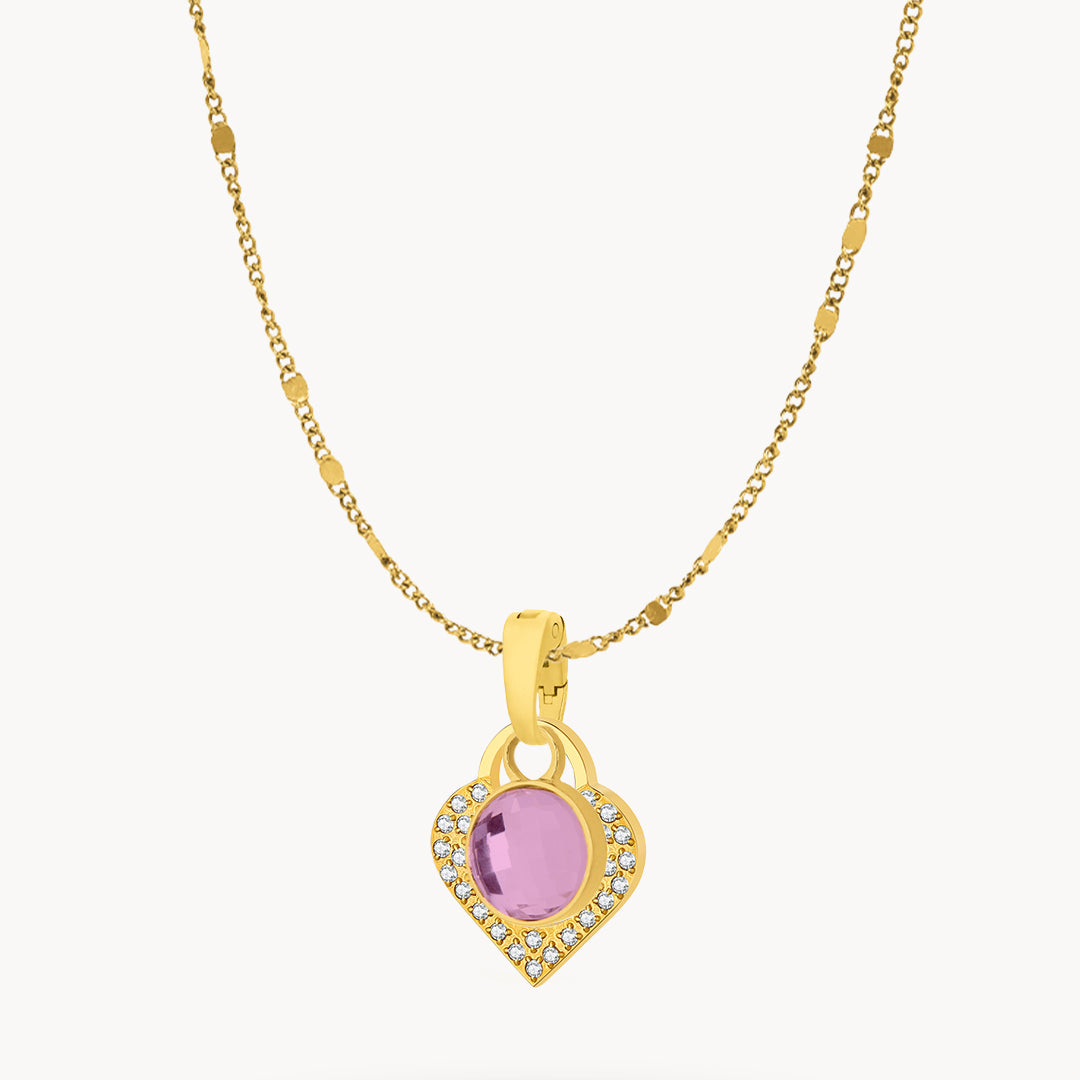 February Birthstone Devotion Starlight Heart Dainty Halo Necklace Set