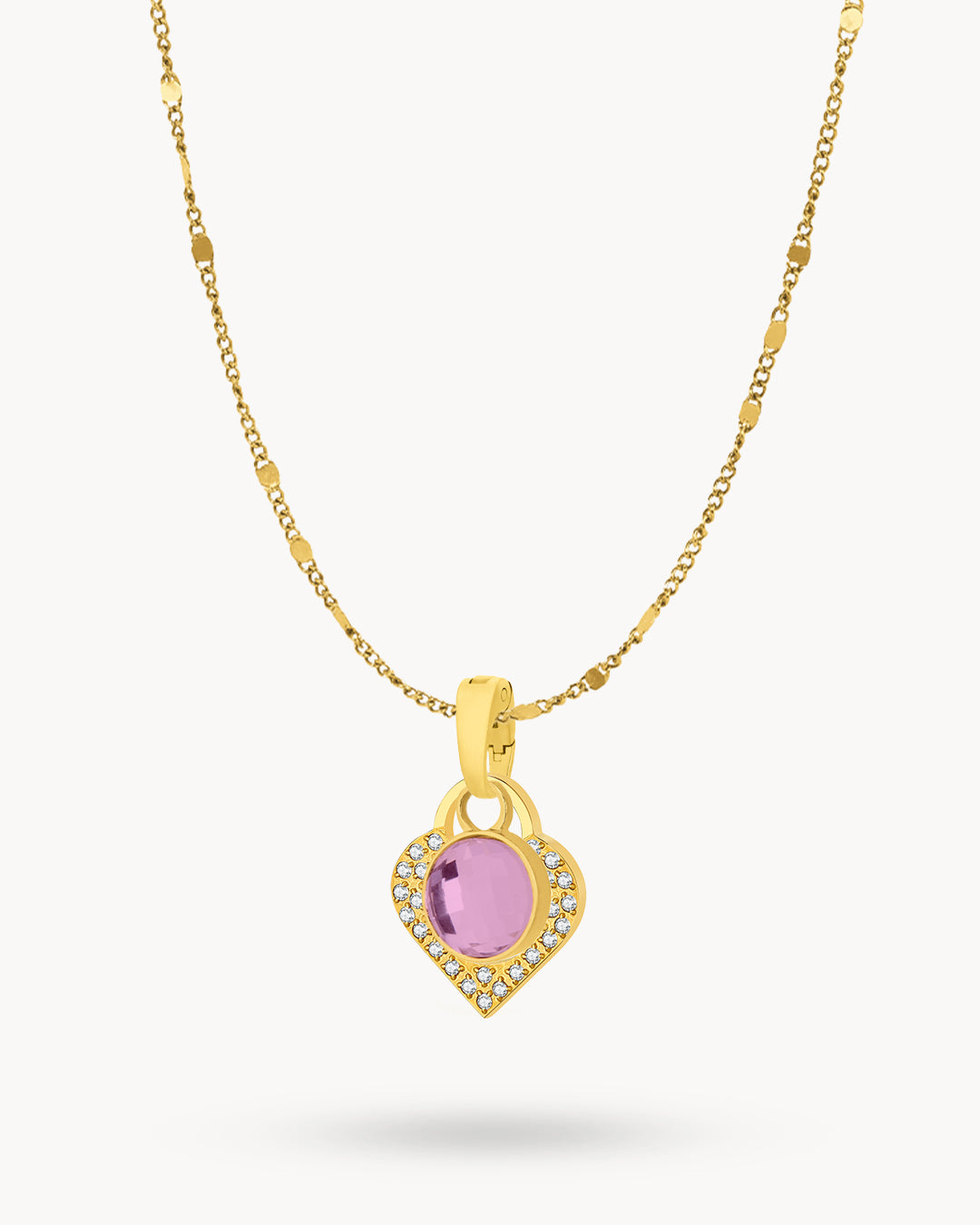 February Birthstone Devotion Starlight Heart Dainty Halo Necklace Set