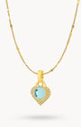 March Birthstone Peace Starlight Heart Dainty Halo Necklace Set