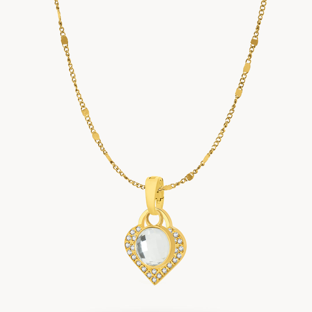 April Birthstone Hope Starlight Heart Dainty Halo Necklace Set