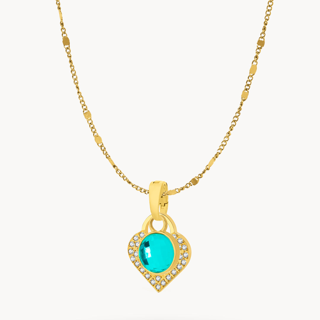 May Birthstone Friendship Starlight Heart Dainty Halo Necklace Set