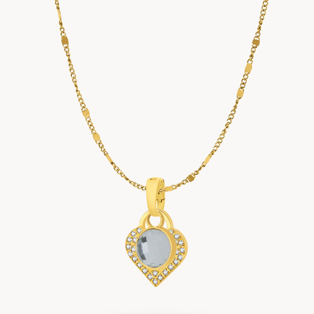 June Birthstone Strength Starlight Heart Dainty Halo Necklace Set