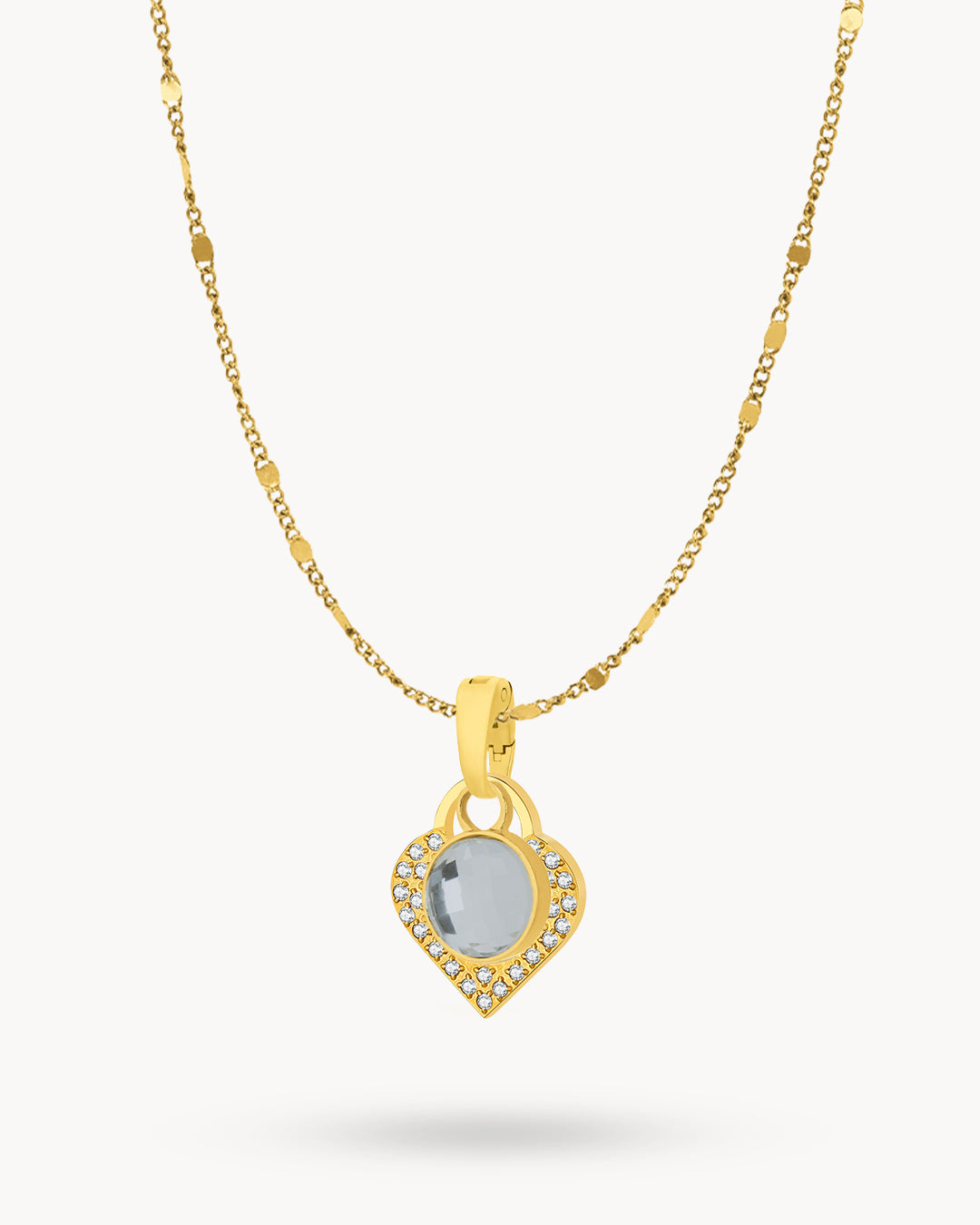 June Birthstone Strength Starlight Heart Dainty Halo Necklace Set