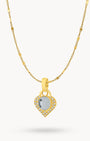 June Birthstone Strength Starlight Heart Dainty Halo Necklace Set