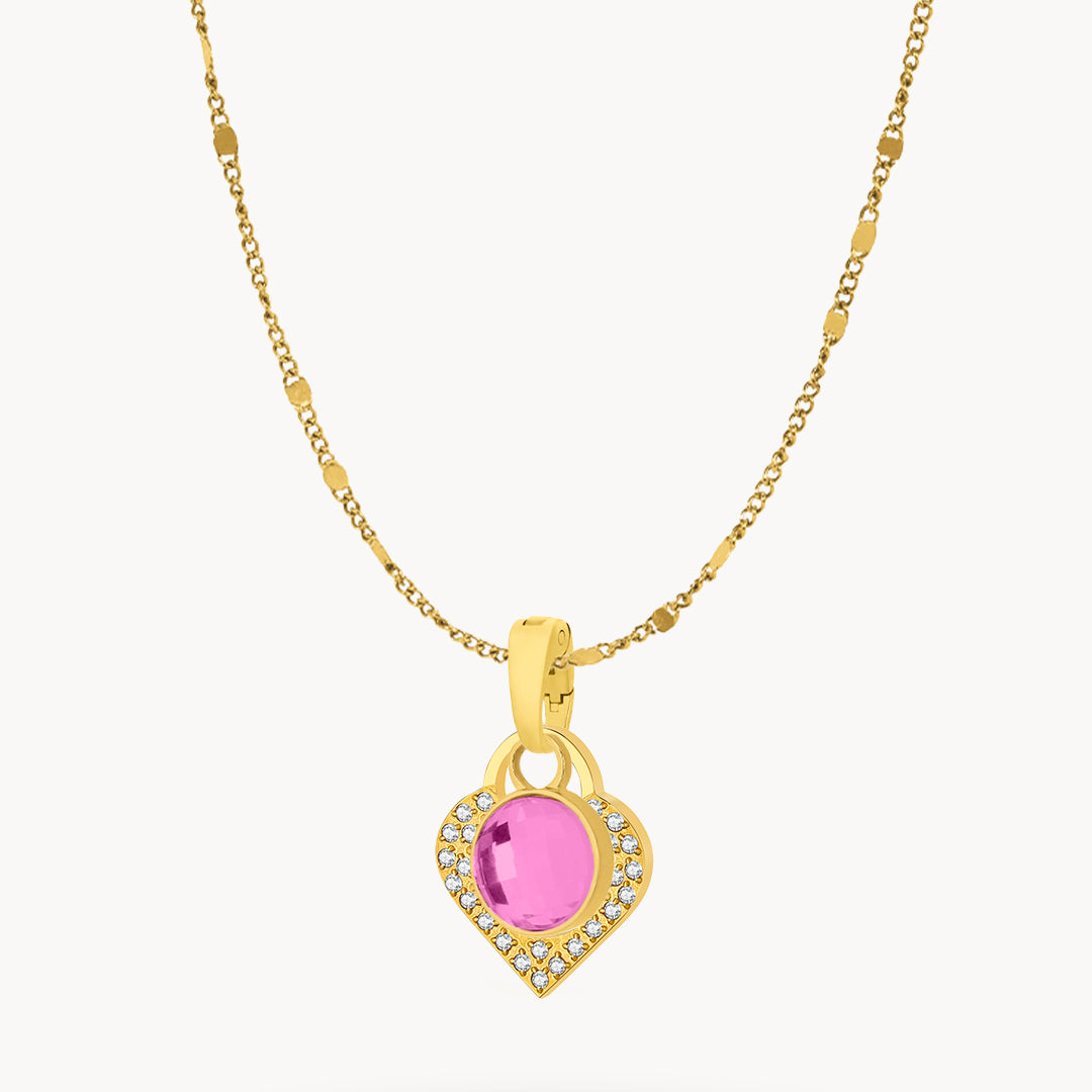 July Birthstone Joy Starlight Heart Dainty Halo Necklace Set