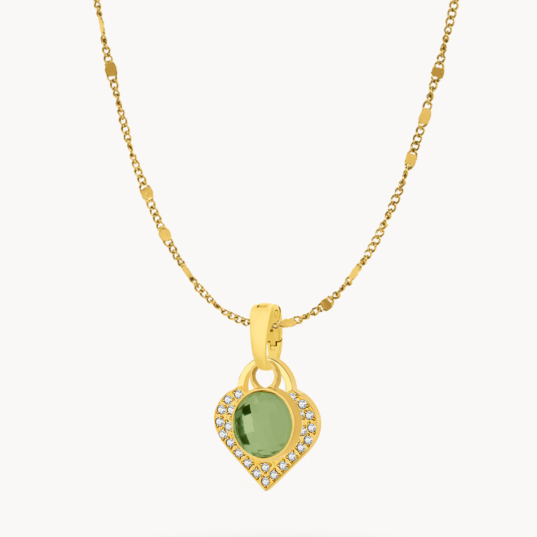August Birthstone Beauty Starlight Heart Dainty Halo Necklace Set