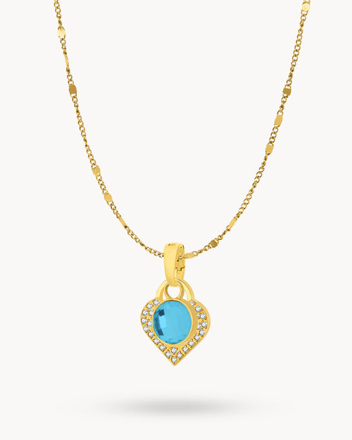 September Birthstone Wisdom Starlight Heart Dainty Halo Necklace Set