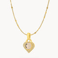 October Birthstone Love Starlight Heart Dainty Halo Necklace Set