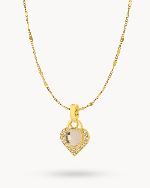 October Birthstone Love Starlight Heart Dainty Halo Necklace Set