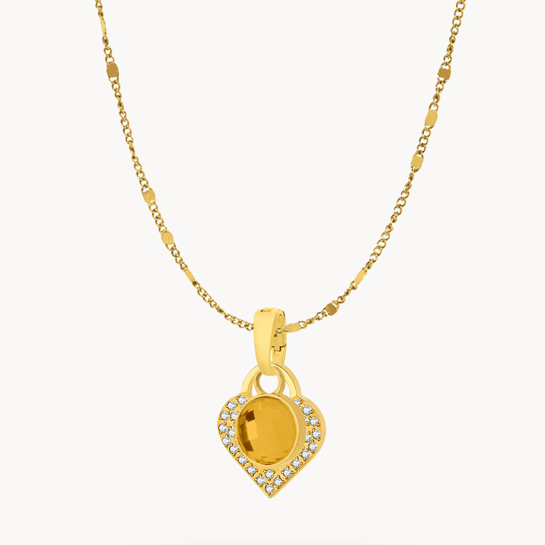 November Birthstone Happiness Starlight Heart Dainty Halo Necklace Set