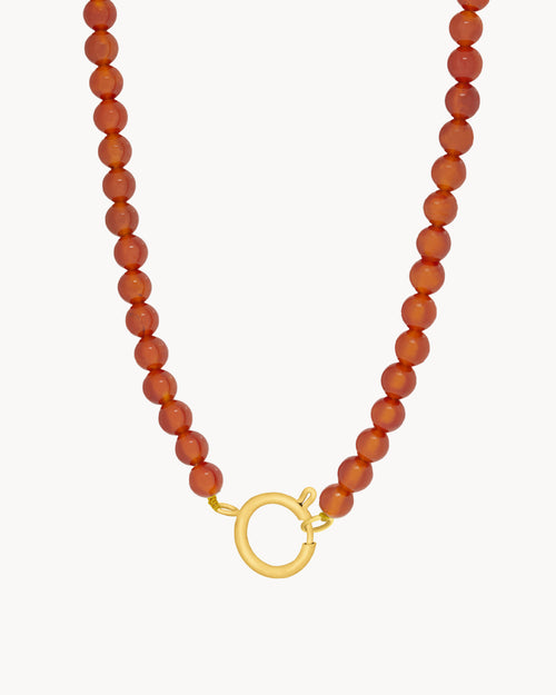Freedom Red Agate Charm Chain. Gold