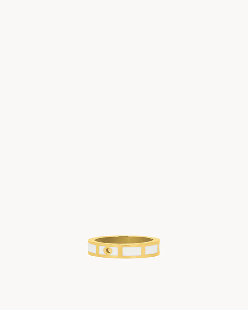 Weißer Mini-Twist-Ring aus Bambus, Gold