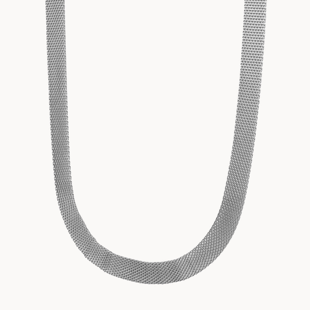 Mesh Ribbon Silver Choker