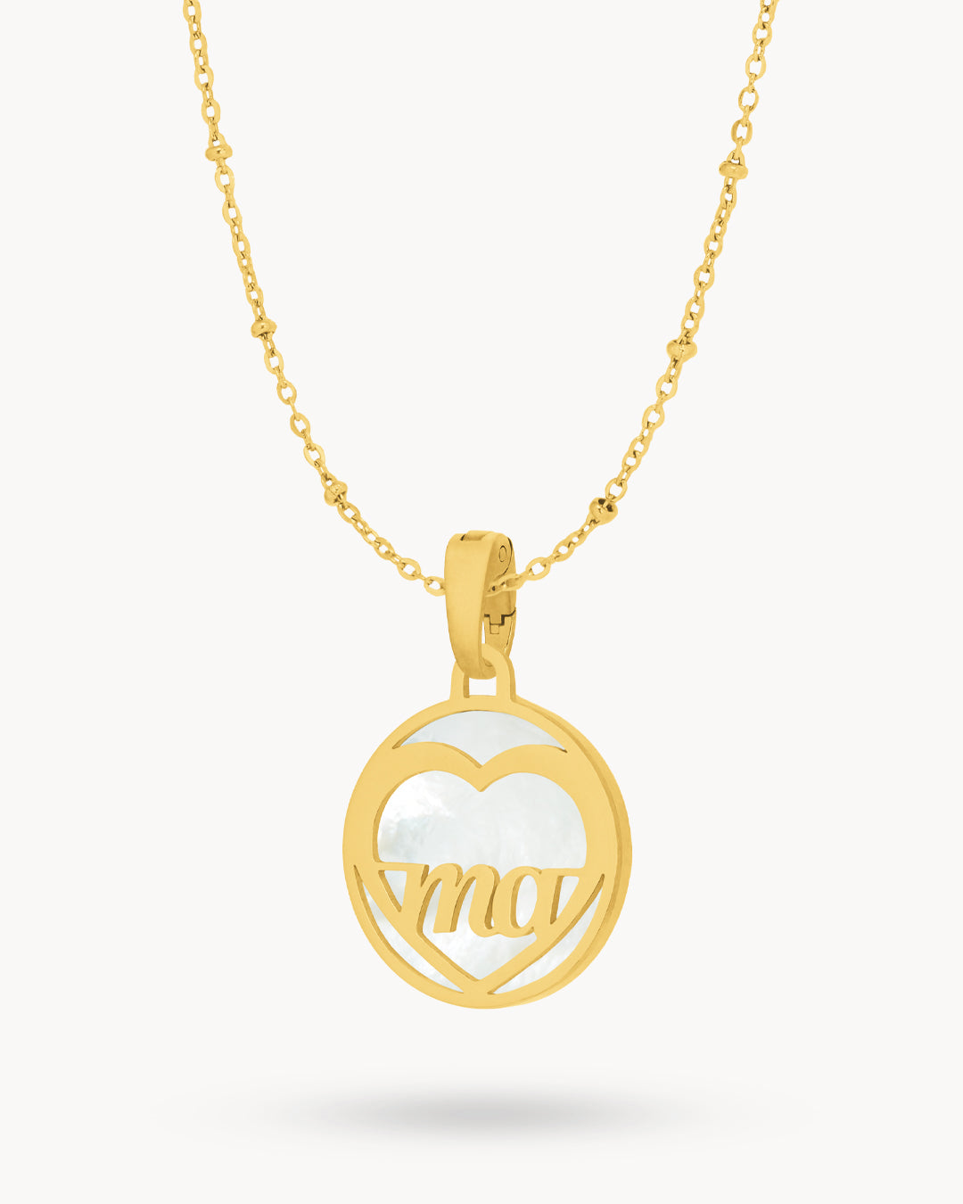 "Ma" Dainty Heart Hollow Protection Necklace Set