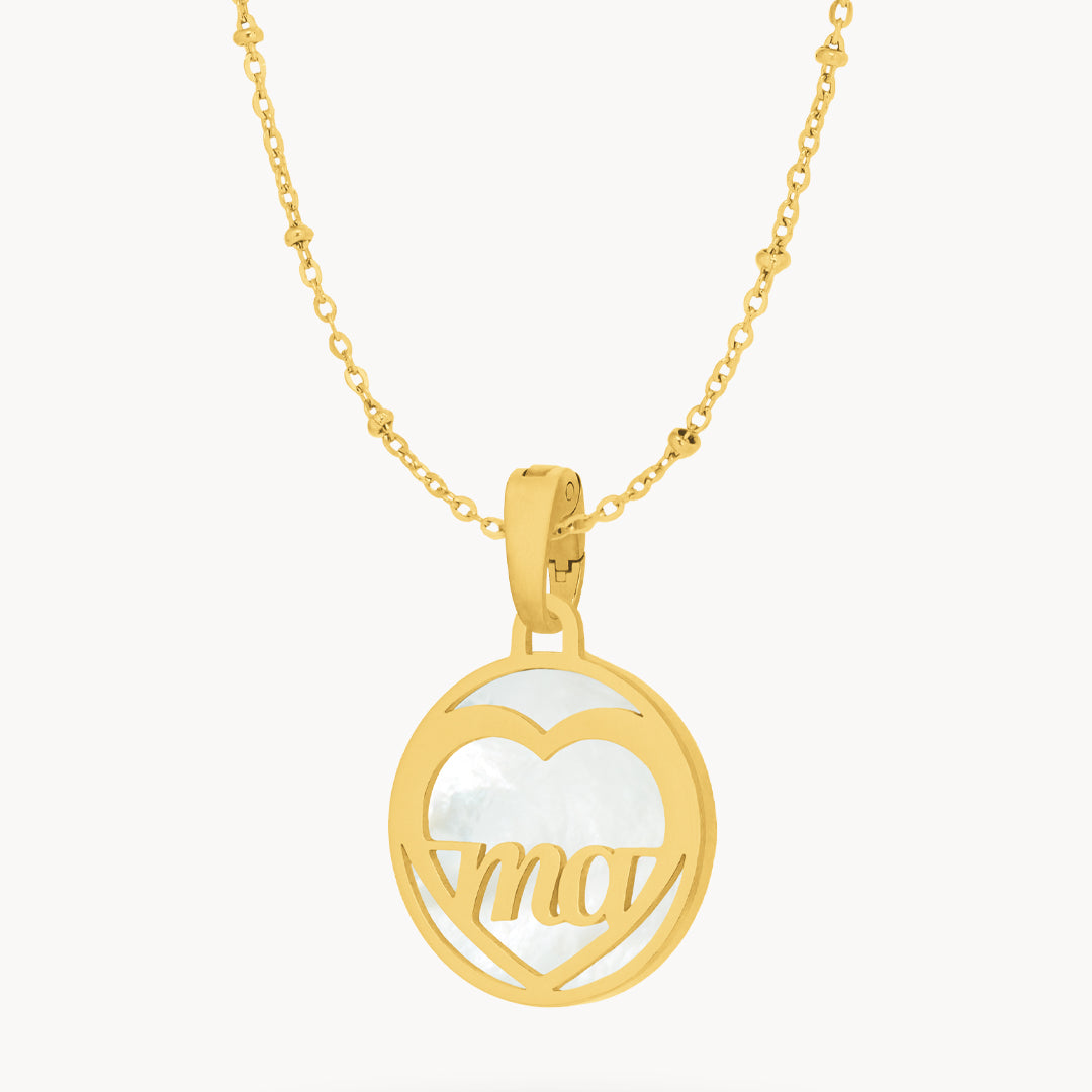 "Ma" Dainty Heart Hollow Protection Necklace Set