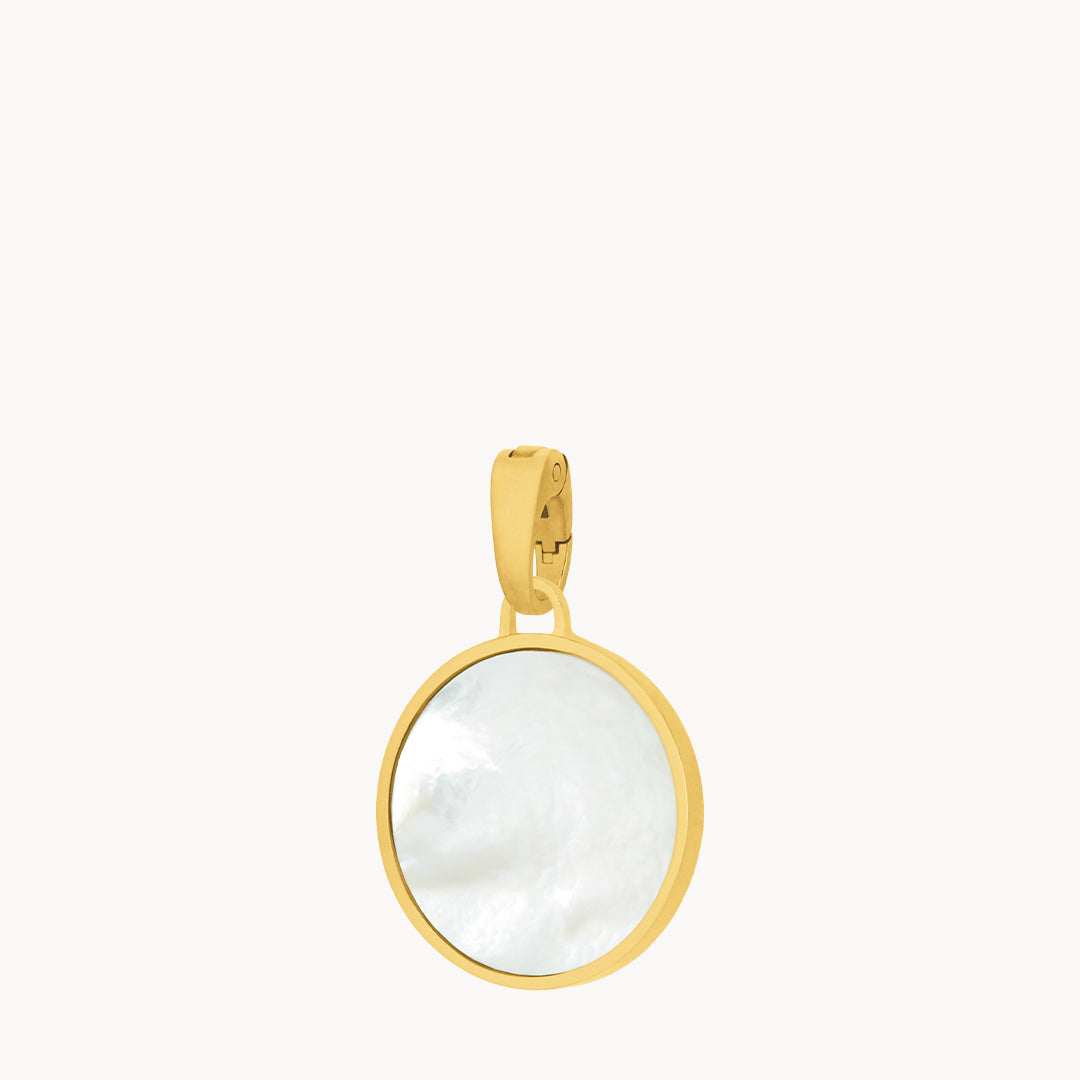 Protection Stone Mother Pearl Signature Statement Pendant, Gold