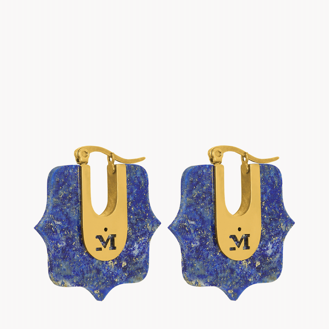 Bizzilla Courage Lapis Lazuli Hoop Earrings