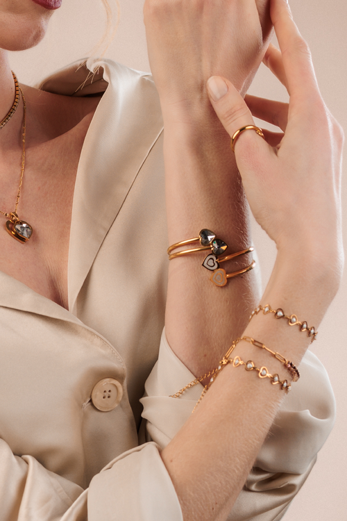 April Birthstone Hope Love Heart Flexi Bangle