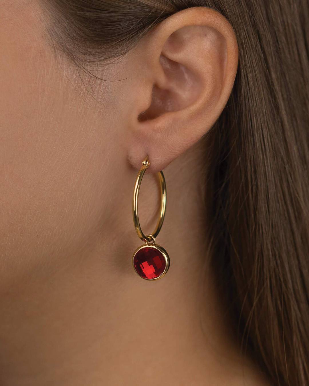   Birthstone Signature Earring Pendants, Gold