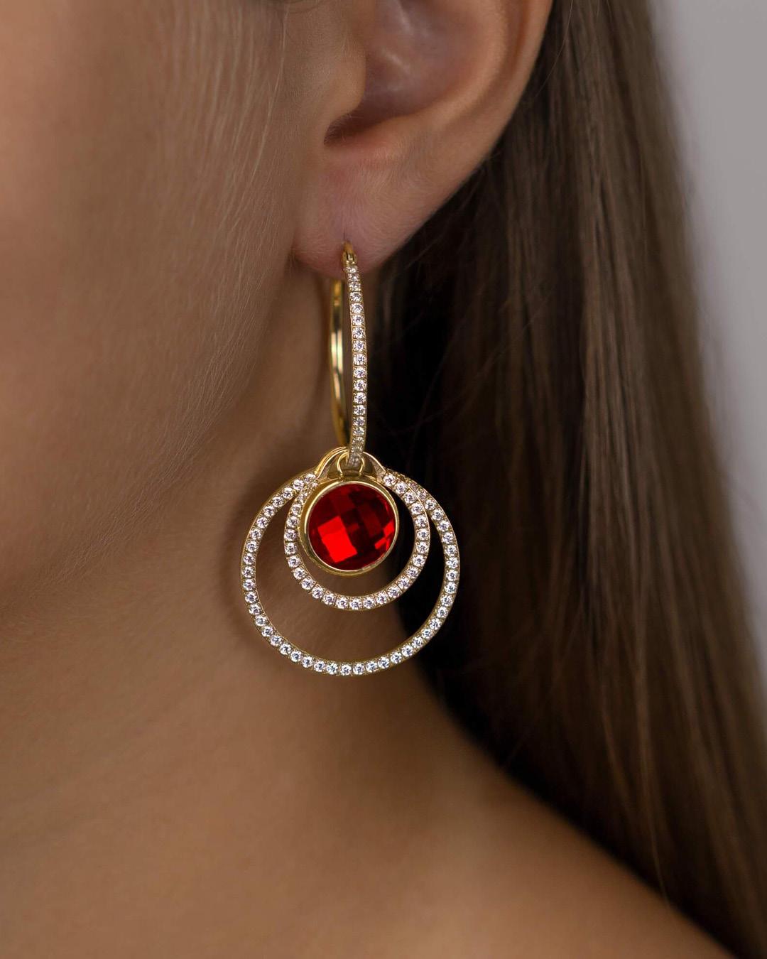   Birthstone Signature Earring Pendants, Gold