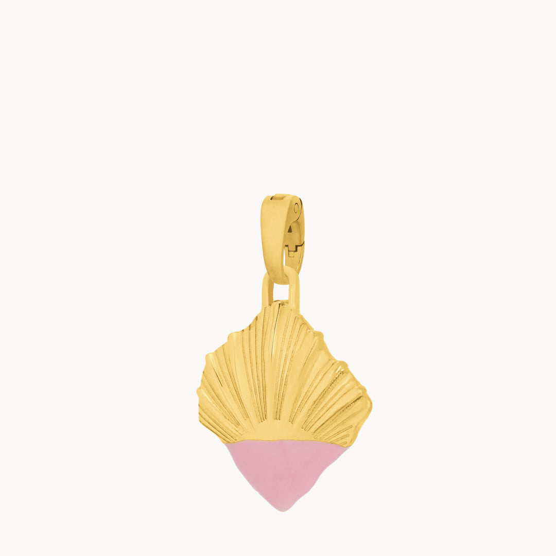 Pink Seashell Pendant, Gold