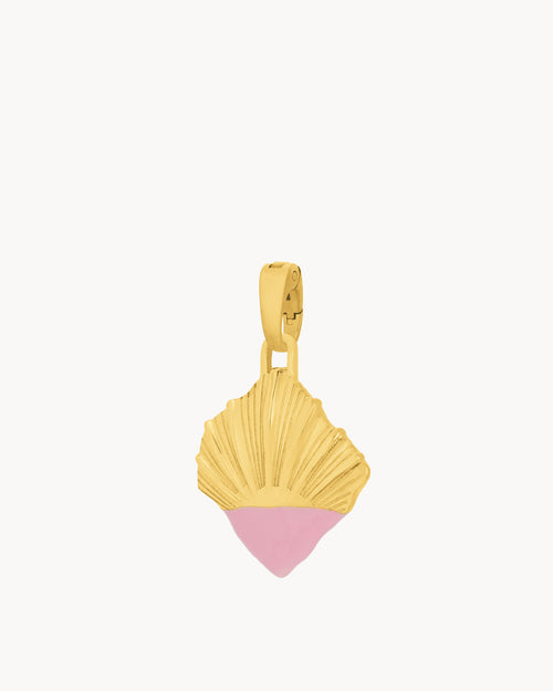 Pink Seashell Pendant, Gold