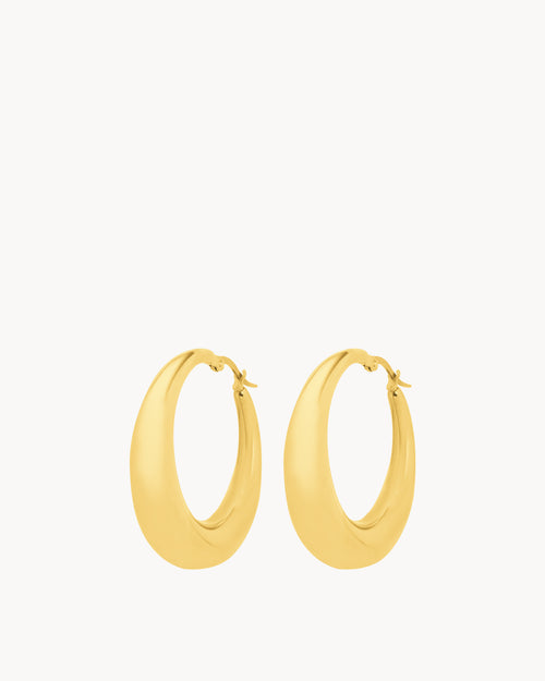 Crescent Statement Hoops, Gold