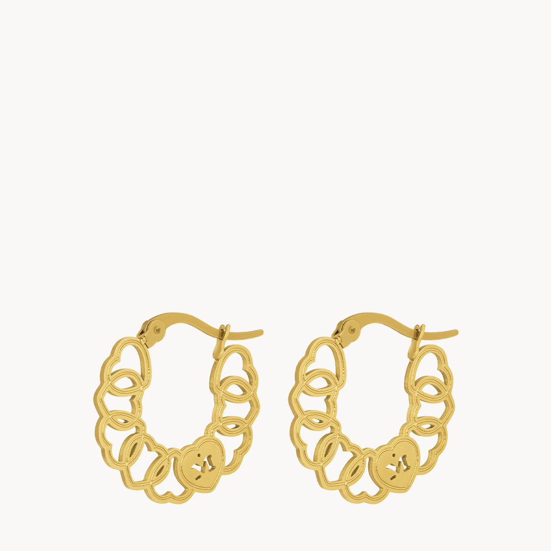Hollow Link Heart Hoops