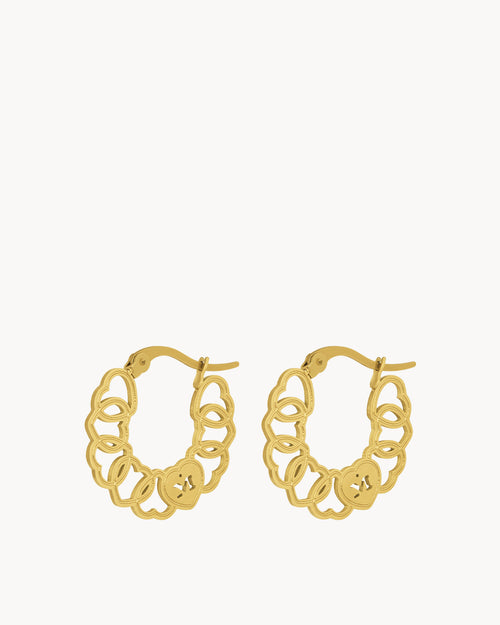 Hollow Link Heart Hoops