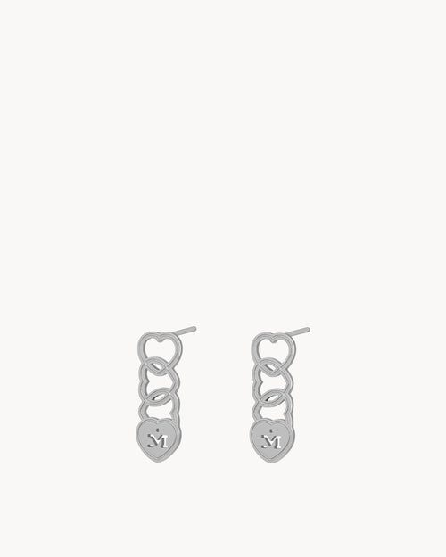 Hollow Link Heart Silver Studs