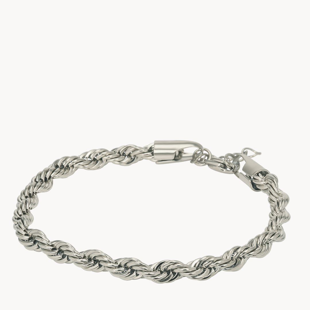 Thick Rope Silver Bracelet