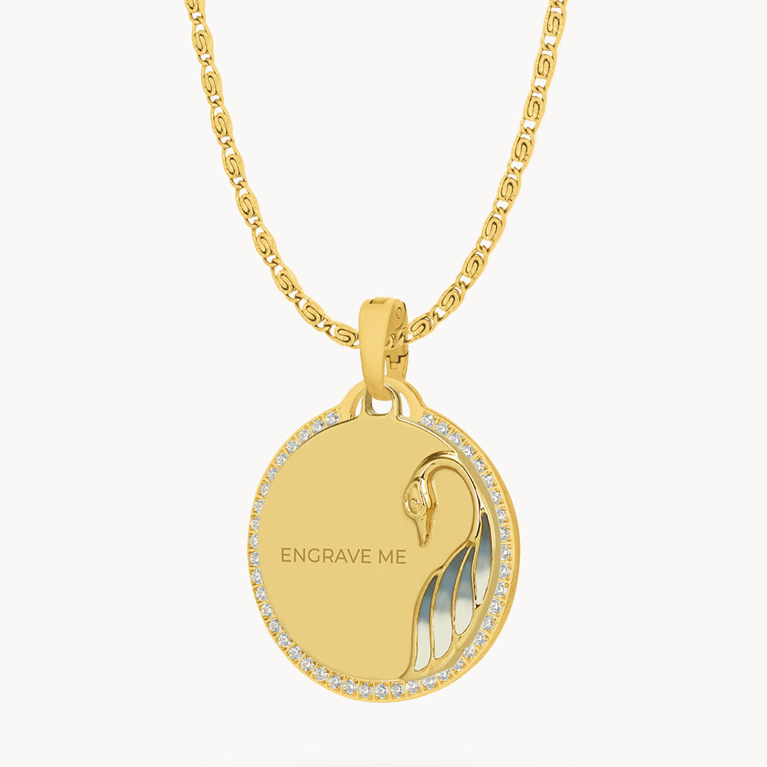 Engravable Swan Pendant Set