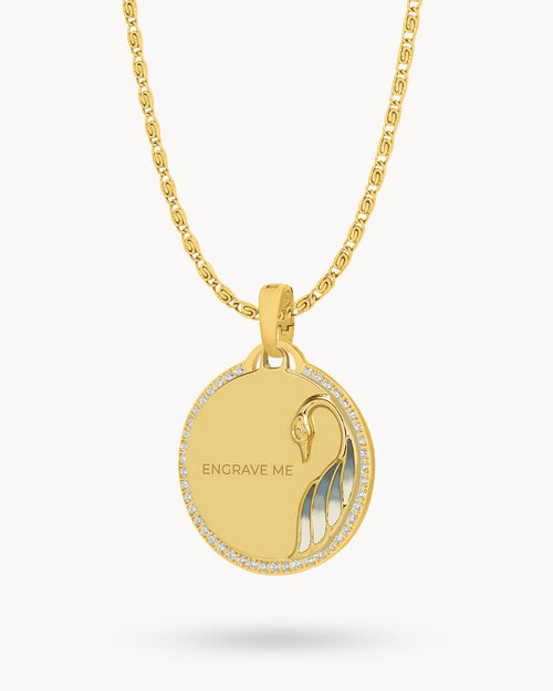 Engravable Swan Pendant Set