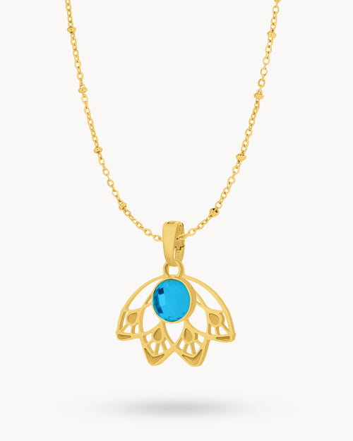 September Feather Fan Birthstone Necklace Set