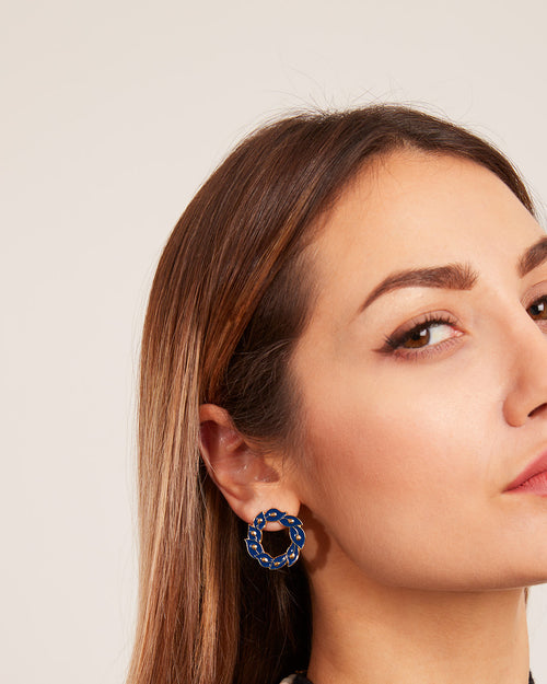 Blue Inspiration Feather Wreath Stud Earrings