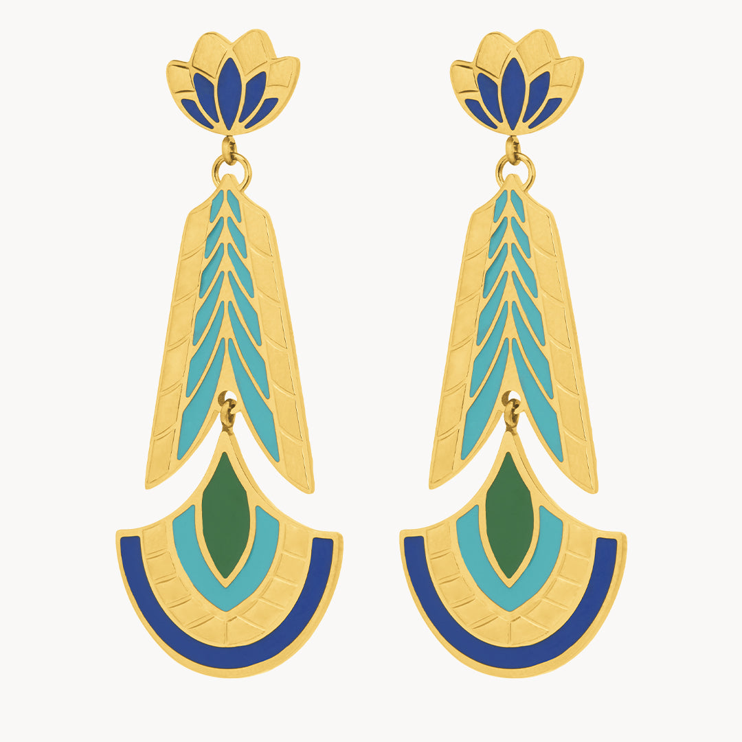Peacock Feather Statement Earrings