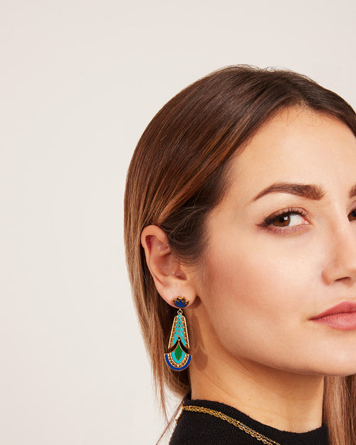Peacock Feather Statement Earrings