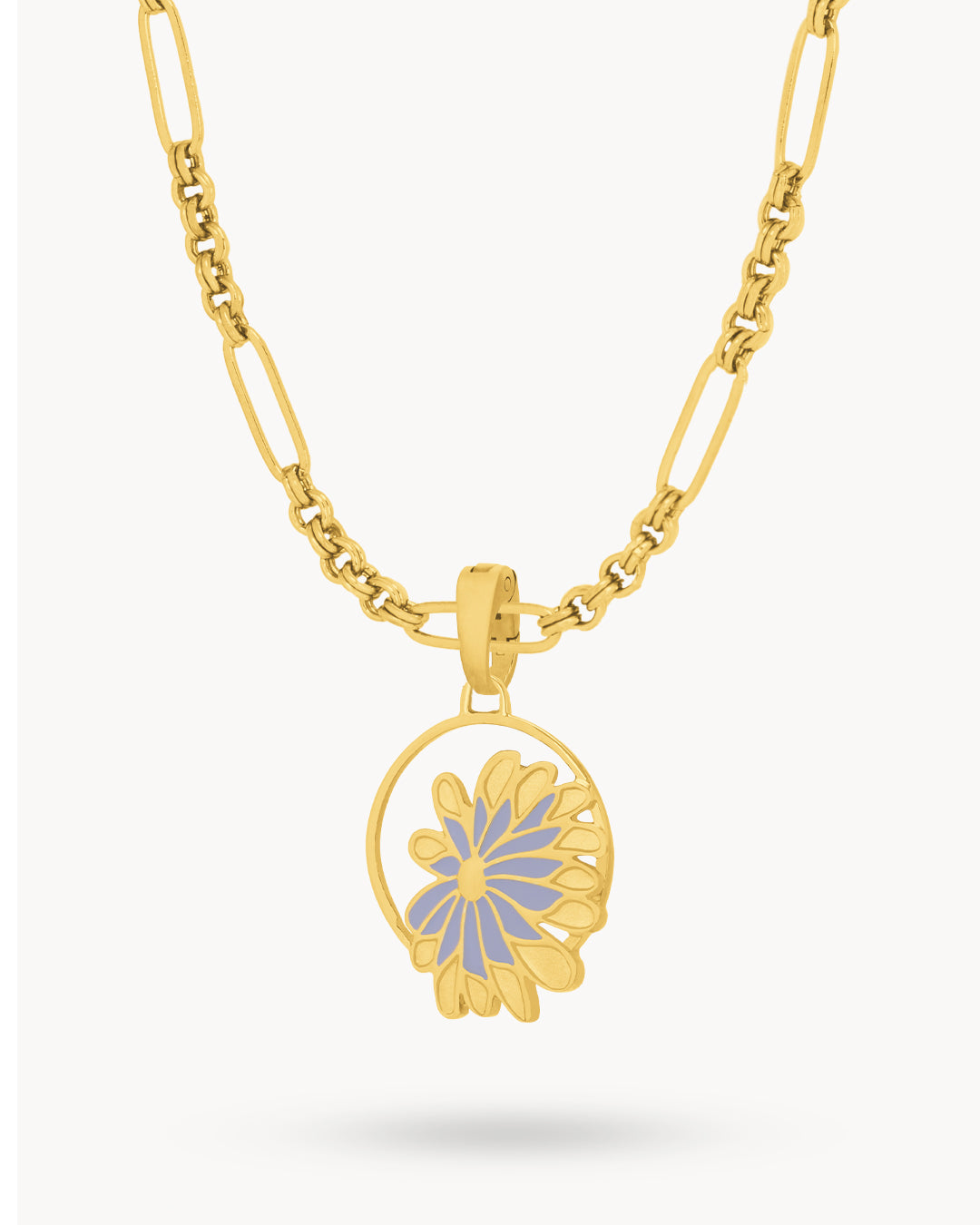 September Birth Flower Aster Necklace Set, Gold