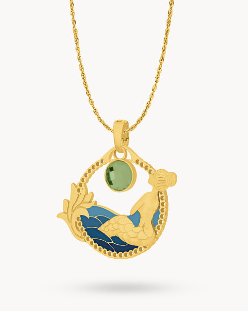 August Mermaid Shimmer Birthstone Necklace Set, Gold