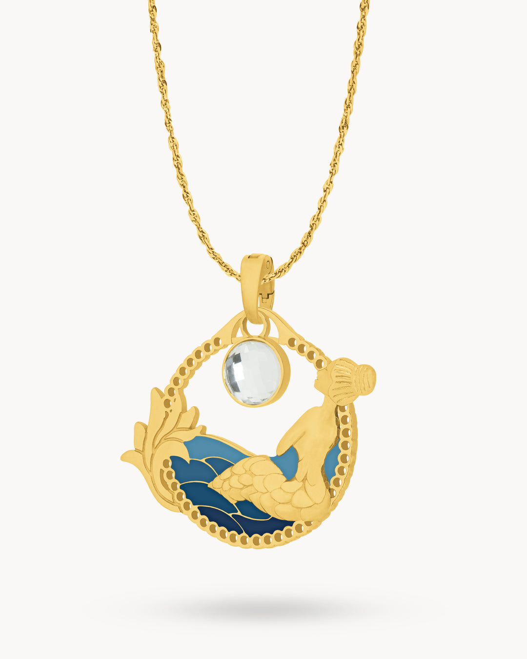 April Mermaid Shimmer Birthstone Necklace Set, Gold