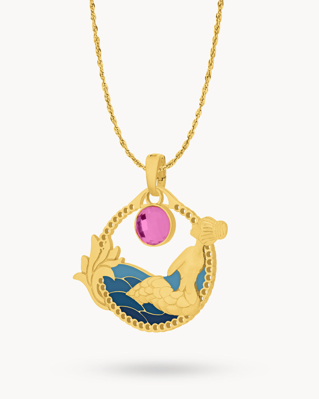 July Mermaid Shimmer Birthstone Necklace Set, Gold