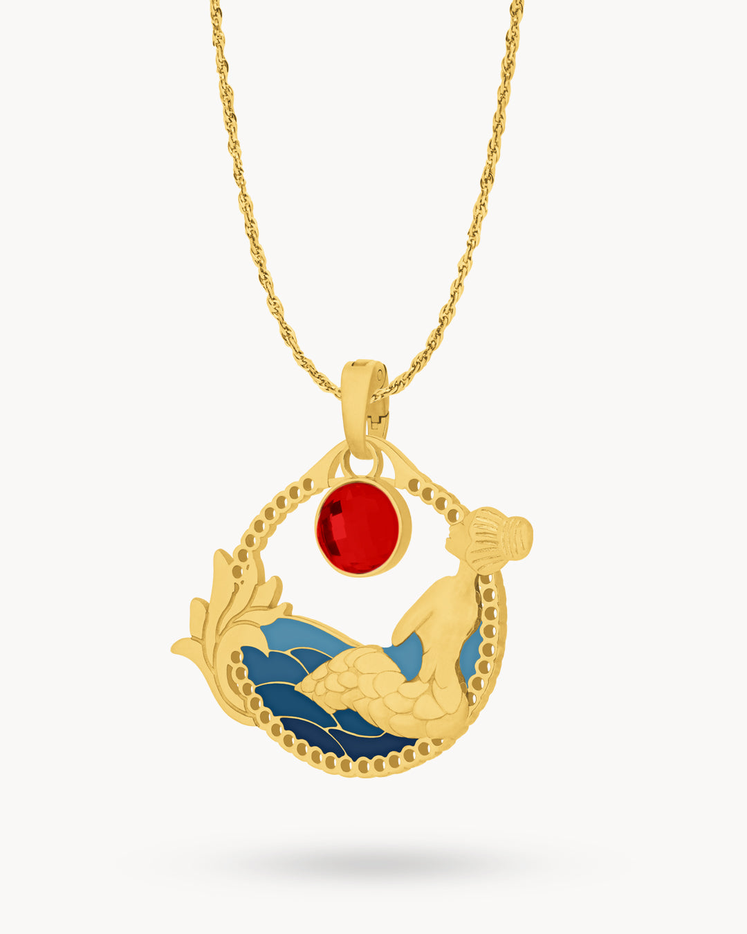 January Mermaid Shimmer Birthstone Necklace Set, Gold